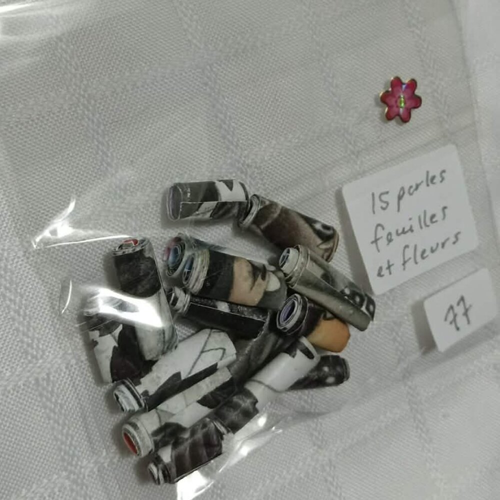 One-of-a-kind handmade/hand rolled paper beads/jewelry making/craft supplies/DIY